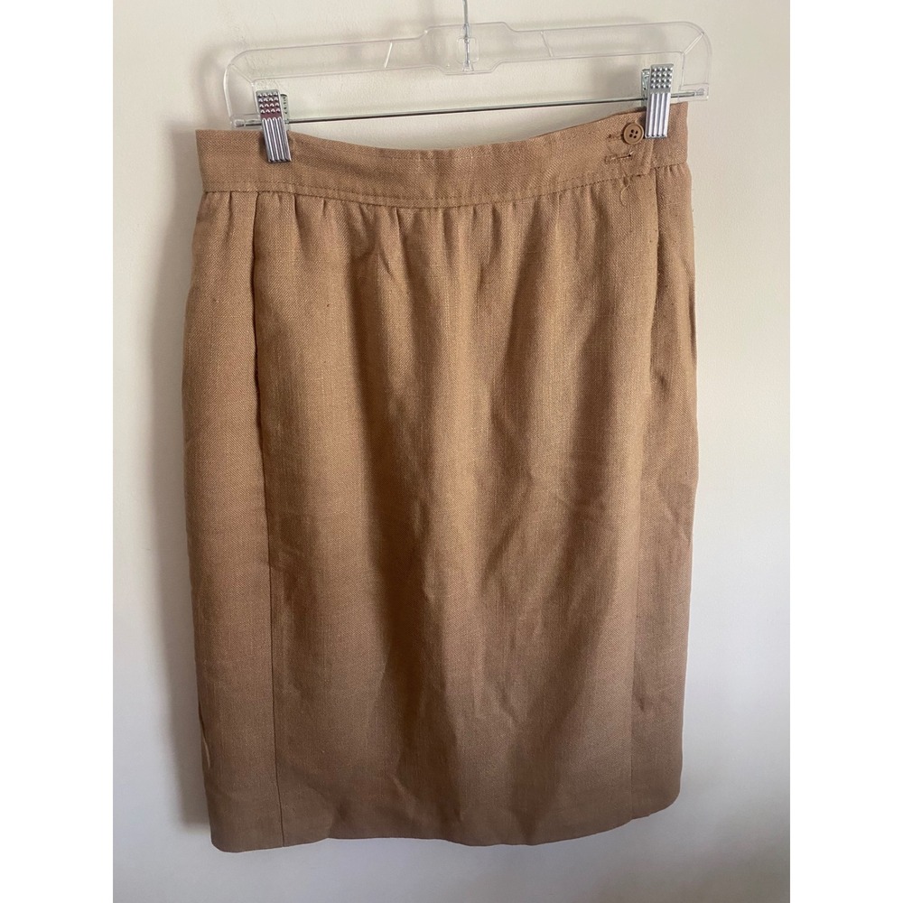 Vintage JH Collectibles Tan Pencil Skirt High Waist Pockets ILGWU‎ Womens 14